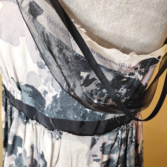 LOFT NWT Floral Cotton Babydoll Dress 6 Raw-Edge Sheer Straps - Picture 5 of 12